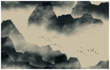 Wall Mural - chinese ink and water landscape painting