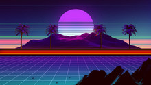 80s Synthwave And Retrowave Background 3D Illustration