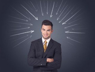 Wall Mural - Businessman with arrows