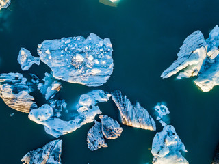 Iceland Iceberg at Jokulsarlon in Southern Iceland Drone Shot Arial View