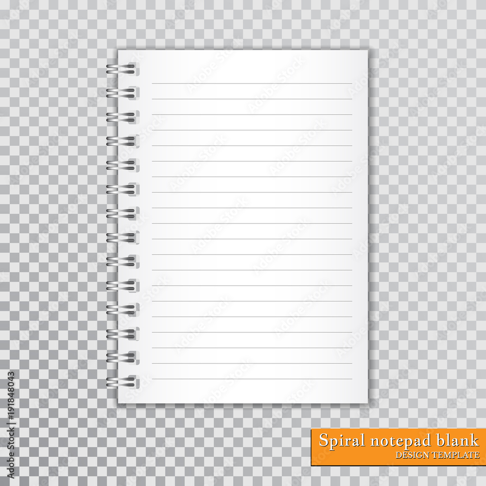 Notepad Background Blank Realistic spiral notepad blank on transparent background. Vector Stock ...