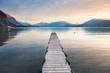 Annecy lake in French Alps at sunset