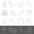 Line Icons - Blacksmith Tools And Equipment