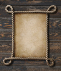 Poster - Pirate theme nautical rope frame with old paper background