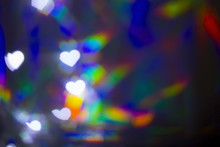 White Heart Shape Bokeh With Rainbow Light