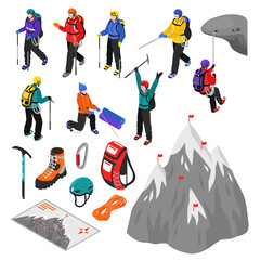 Poster - Mountaineering Isometric Set