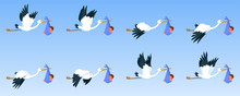 Storks With Baby, Animation Sprite Sheet,  Flying Animation, New Born Baby, Baby Girl, Baby Boy