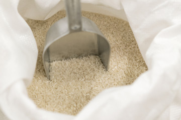 Rice in a bag. close-up