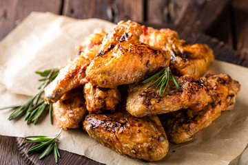 BBQ chicken wings, spicy grilled meat