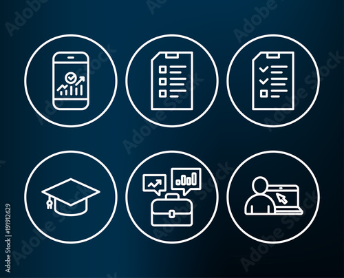 Set Of Interview Smartphone Statistics And Checklist Icons