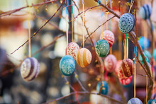 Colorful Easter Eggs Sold On Easter Fair In Vilnius