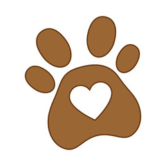 Canvas Print - dog footprint with heart vector illustration design