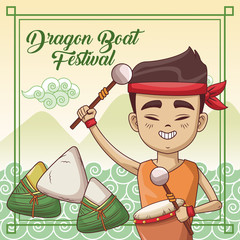 Poster - Dragon boat festival cartoon icon vector illustration graphic