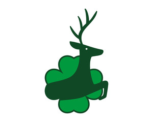 Canvas Print - clover reindeer deer elk stag image vector icon logo silhouette 1