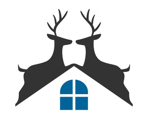 Wall Mural - reindeer roof reindeer deer elk stag image vector icon logo silhouette
