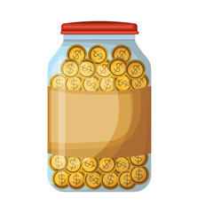 Poster - glass jar with coins vector illustration design