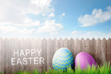 Easter Eggs Decoration With Happy Easter Text