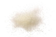 Heap of granulated sugar isolated on white background. Top view. Flat lay