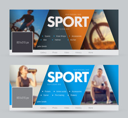 Wall Mural - design of vector banners for social networks with triangles and a place for photos