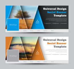 Wall Mural - modern design vector black and white banners for social networks with triangles and a place for phot