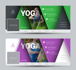 Wall Mural - modern design vector banners for social networks with floating triangles and a place for photos.