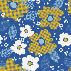 Poster - seamless pattern with flowers and leaves