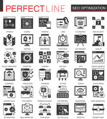 Poster - Seo optimization black mini concept icons and infographic symbols set