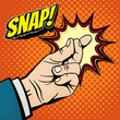 Male hand with snapping finger magic gesture. Its easy vector concept in pop art style