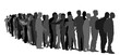 Group of people waiting in line vector silhouette isolated on white background. Group of refugees, migration crisis in Europe. War migration waves going through Schengen Area. Border situation in EU.