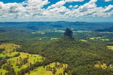 Wall Mural - Aerial view of Glasshouse Mountains on the Sunshine Coast, Australia