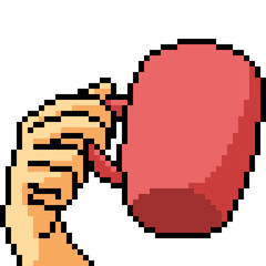 Poster - vector pixel art hand gesture drink