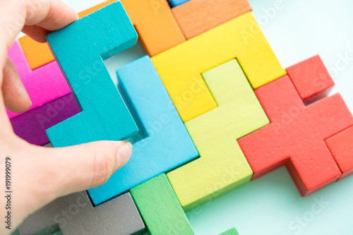 Cuadros en Lienzo Puzzle on boards team business concept