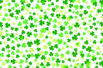 Wall Mural - Clover leaf flat design green falling background pattern vector illustration