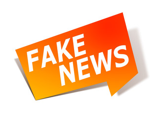 red design label with text fake news