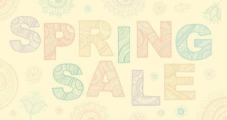 Wall Mural - Spring sale lettering design. Vector illustration.