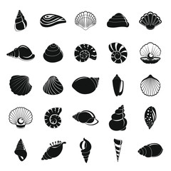 Canvas Print - Sea shell icons set. Simple illustration of 25 Sea shell vector icons for web