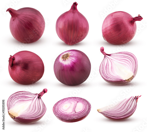 Cuadros en Lienzo Collection red onion with slices and cut in half