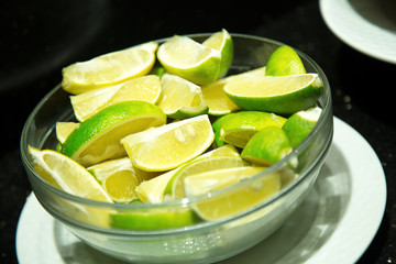  Cut lime segments in a bowl