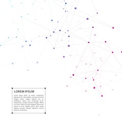 Polygonal space background with connecting dots and lines. Abstract connection structure design