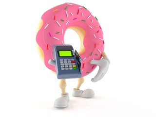 Canvas Print - Donut character holding credit card reader