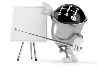 Wall Mural - Gear knob character with blank whiteboard