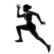 © snaptitude - one african runner running sprinter sprinting woman isolated on white background silhouette