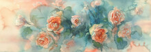 Orange Roses Colorful Background Watercolor