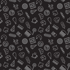 Fast food dark vector seamless pattern