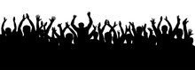 Applause Crowd Silhouette, Cheerful People. Concert, Party. Funny Cheering, Isolated Vector
