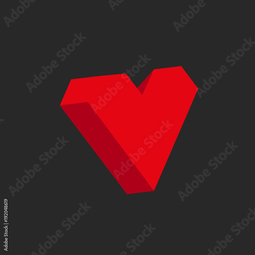 Red Heart In 3d Style On A Black Background Buy This Stock Vector