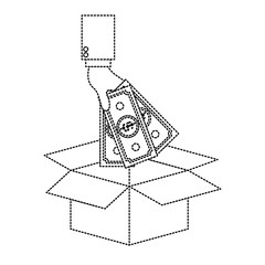 Canvas Print - hand saver depositing bills in box icon vector illustration design