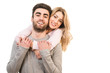 © realstock1 - The happy man and a woman hug on the white background