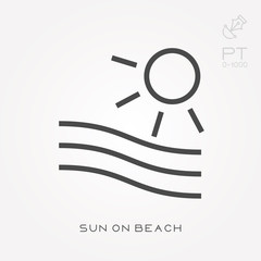 Wall Mural - Line icon sun on beach