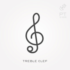 Sticker - Line icon treble clef